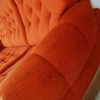 Vintage Deense Bank Fauteuils Oranje Velvet Velours Bankstel thumbnail 9