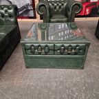 Chesterfield Brighton Antiek Groen – 1+2+3-zits Bankset Met Salontafel thumbnail 12