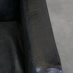 Luxe Zwarte Generfde Rundleren Fauteuil/Armchair Met Een Diepe Zit En Een Correcte Afwerking thumbnail 9
