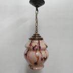 Art Deco Hanglamp Met Gemarmerde Zalmkleurige Kap thumbnail 2