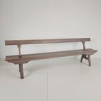 Victoriaanse Spoorwegbank Hout – Zeldzaam Ontwerp Met Omkeerbare Rugleuning thumbnail 12