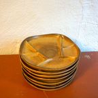 Mid-Century Gres Fondue Plates * Set Of 7 * Hot Pot Plates * 1970S * Longchamp * Sandstone Cermamic thumbnail 8