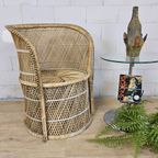Vintage Geweven Rotan / Rattan Stoel / Luie Bohemian Stoel ( Lazy Rotan Chair ) thumbnail 3