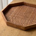 Vintage Octagonal Bamboo Tray thumbnail 3