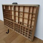 Brocante, Bruine Antieke Houten Letterbak, Wanddecoratie J thumbnail 6