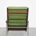 Zeer Comfortabele En Tijdloze Groene Rundleren En Houten Vintage Jaren ’60 Design Fauteuil thumbnail 11