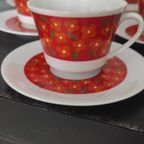 Vintage Kop En Schotels Bloemen Rood Oranje thumbnail 7