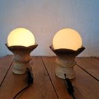 2 Brutalist Vintage Tafel Lampen Keramiek Jaren 70. thumbnail 2