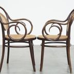 Zeer Elegante, Karaktervolle En Sierlijke Set Van 4 Art Nouveau Thonet Design Bistro Stoelen thumbnail 4