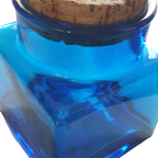 Blauwe Glazen Vierkante Pot Met Kurk Dop Vintage Retro thumbnail 6