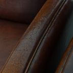 Karaktervolle Set Van 2 Schapenleren Fauteuils/ Armchairs Met Een Mooi Patina En Warme Kleuren thumbnail 14
