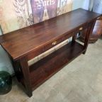 Donker Teakhouten Sidetable, Wandcnsole, Haltafel Afm. 140x3 thumbnail 5