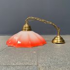 Vintage Messing Hanglamp Met Paraplu Glazen Kap thumbnail 14