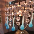 2 Stuks Murano Opaline Blauwe Tafellamlpen Vintage Kristal thumbnail 3