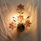 Vintage Franco Luco Murano Italië Messing Bloemen Wandlamp, Jaren '70 thumbnail 2