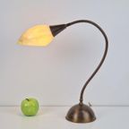 Vintage Art Deco Bureaulamp Koper Glas ‘50 Flex Neck Lamp thumbnail 6