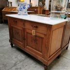 Vintage Antiek Frans Dressoir Commode Ladekast Badkamermeubel Met Marmer Blad 904 thumbnail 16