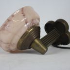 Art Deco - Wall Mounted Lamp With Marble Like Pink Glass - Brass Base thumbnail 4