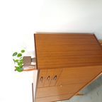 Teak Kast Met Schuine Poten En Lades Uit Zweden thumbnail 15