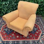 Klassiek Vintage Engelse Fauteuil Met Messing Wieltjes thumbnail 3