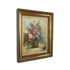 Stilleven Bloemen Vintage Schilderij Op Doek R. De Gryse thumbnail 6