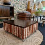 Verrijdbare Vintage Salontafel Palissander Chroom Wieltjes thumbnail 2