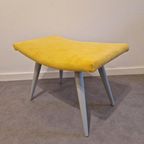 Nieuw Bekleed Vintage Voetenbankje Footstool Ottoman Voetenbank Krukje Geel thumbnail 7