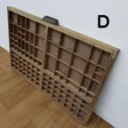 Brocante, Bruine Antieke Houten Letterbak, Wanddecoratie D thumbnail 7
