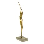Abstract Beeld Naakte Vrouw Ballerina Art Deco Stijl Messing 51cm thumbnail 6