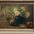 Hubert Bellis (1831-1902). Schilderij «Stilleven Met Bloem En Fruit». thumbnail 2