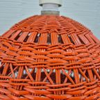 Poolse Vintage Oranje Rieten Lamp. Hanglamp Rotan. thumbnail 7