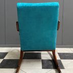 Ton / Thonet Arm Less Rocking Chair In Blue Velvet Upholstery thumbnail 4