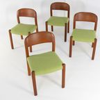 Set 4 Deense Massief Teak Vintage Eetkamerstoelen 'harte Skov' Vintage New Upholstery thumbnail 7