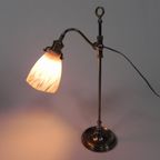 Franse Bureaulamp Met Glazen Kap, Verstelbaar, Jaren 30 thumbnail 6