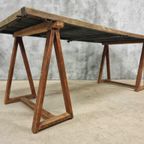 Antieke Tafel Schragentafel Tuintafel 90 X 208 Cm thumbnail 13