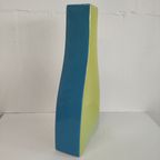 Unieke Groen Blauwe Bloemenvaas In Flesvorm thumbnail 3