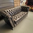 Chesterfield Royal 3-zits Bank – Leer, Antiek Zilver thumbnail 4