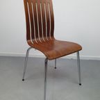 Set (2) Design Stoelen In Walnoot Fineer. Poten In Chroom. thumbnail 3