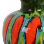 Hubert Bequet Vaas Oranje Groen Turquoise Keramiek Sixties thumbnail 9