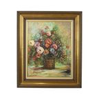 Stilleven Bloemen Vintage Schilderij Op Doek R. De Gryse thumbnail 4