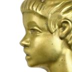 Jong Meisje Messing Vintage Wanddecoratie Plaque Sculptuur  17Cm thumbnail 7
