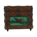 Antieke Houten Naaidoos Tramp Art Volkskunst Uniek Stuk 1928 thumbnail 2