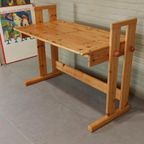 Vintage Grenen Design Kantelbaar Bureau Tekentafel thumbnail 14