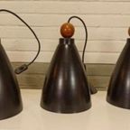 Set Van 3 Vintage Metalen Hanglampen thumbnail 2