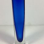 Vintage Murano Blokvaas Blauw Glas Italy thumbnail 7