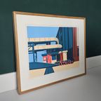 Vintage Zeefdruk Van Abstracte Weergave Van Industriële Setting. Kunstenaar Roel Jonges thumbnail 7