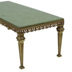 Hollywood Regency Salontafel Groen Leder Messing Italië 138Cm thumbnail 9