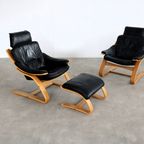 Vintage Fauteuil Met Hocker | Easy Chair | Jaren 70 | Zweeds thumbnail 4