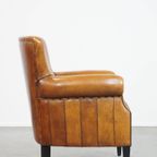 Kwalitatief Goede Schapenleren Fauteuil/armchair In Een Lichte Cognac Kleur thumbnail 4