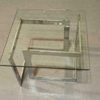 Vintage Chrome En Glas Bijzettafel Salontafel Sidetable thumbnail 20